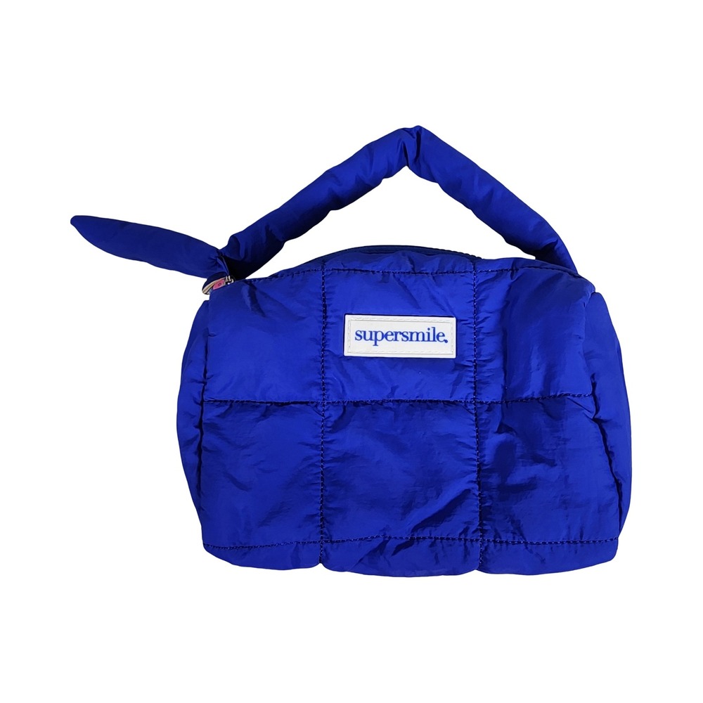 Supersmile Royal Blue Quilted Puffer Cosmetic Makeup‎ Bag Travel Case Zippered